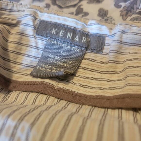 Kenar Pleated Pinstriped Cream Skirt Size 12 - Picture 4 of 4